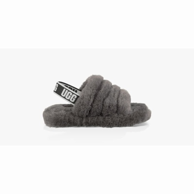 Chinelos UGG Fluff Yeah Criança Cinzentas Escuro | PT-VOMEN